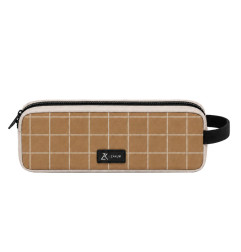 Trousse à crayons simple Zoé ZAKUW, Imprimé carreaux Caramel