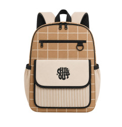 Sac à dos Noé ZAKUW imprimé carreaux Caramel, primaire