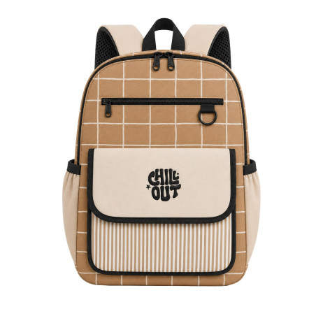 Sac à dos Noé ZAKUW imprimé carreaux Caramel, primaire