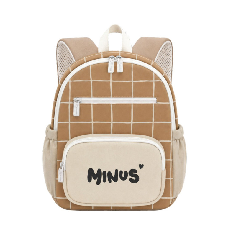 Sac à dos Milo ZAKUW imprimé carreaux Caramel, maternelle Sac à dos Milo ZAKUW imprimé carreaux Caramel, maternelle