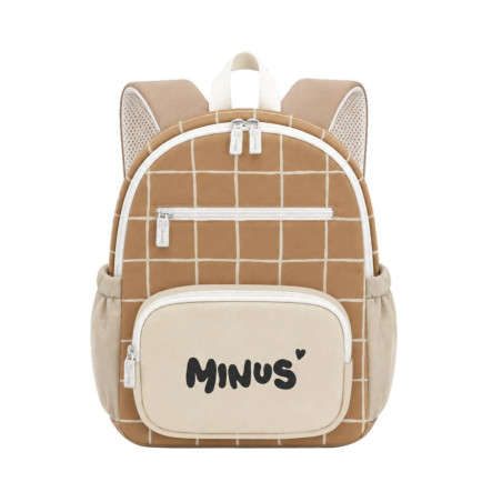 Sac à dos Milo ZAKUW imprimé carreaux Caramel, maternelle