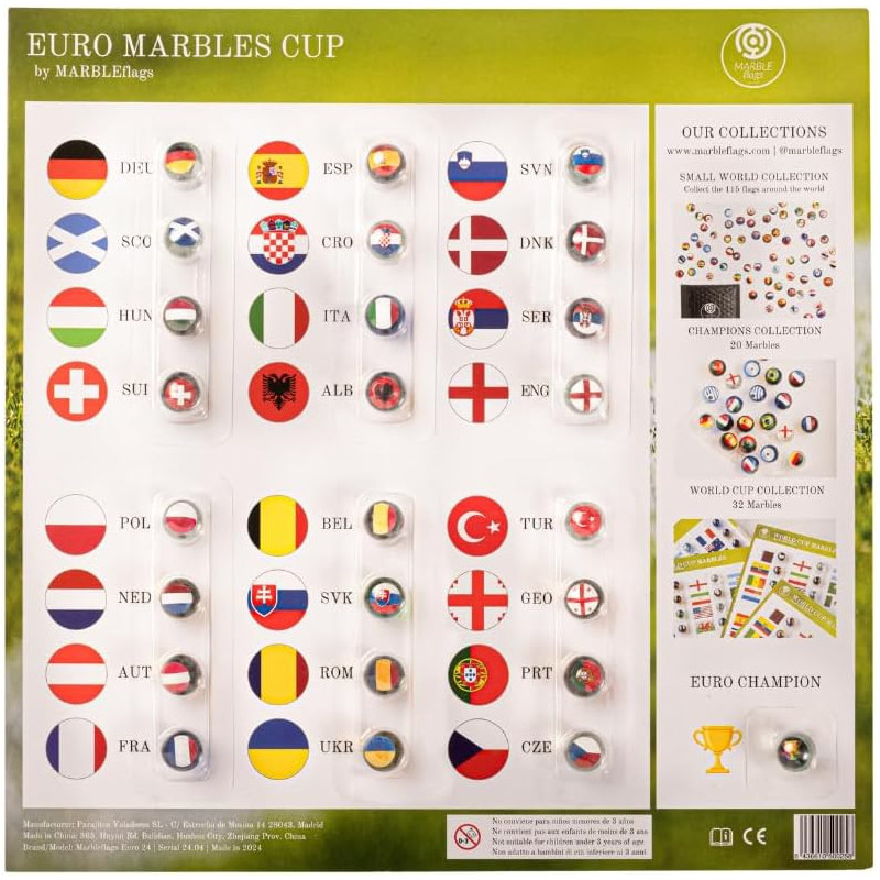 Set de 25 billes avec Drapeaux des Pays de la Coupe du Monde MARBLEFLAGS Set de 25 billes avec Drapeaux des Pays de la Coupe du Monde MARBLEFLAGS