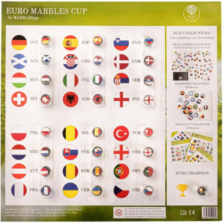 Set de 25 billes avec Drapeaux des Pays de la Coupe du Monde MARBLEFLAGS
