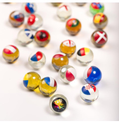 Set de 25 billes avec Drapeaux des Pays de la Coupe du Monde MARBLEFLAGS