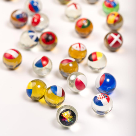 Set de 25 billes avec Drapeaux des Pays de la Coupe du Monde MARBLEFLAGS