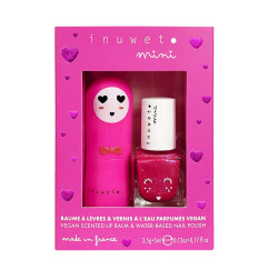 Duo baume à lèvres Cerise et vernis à l'eau Fraise INUWET, Rose fuchsia