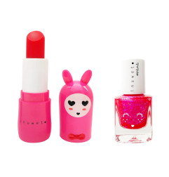 Duo baume à lèvres Cerise et vernis à l'eau Fraise INUWET, Rose fuchsia