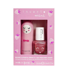 Duo baume à lèvres Fraise et vernis à l'eau Fraise INUWET, Rose clair