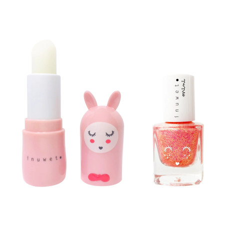 Duo baume à lèvres Fraise et vernis à l'eau Fraise INUWET, Rose clair