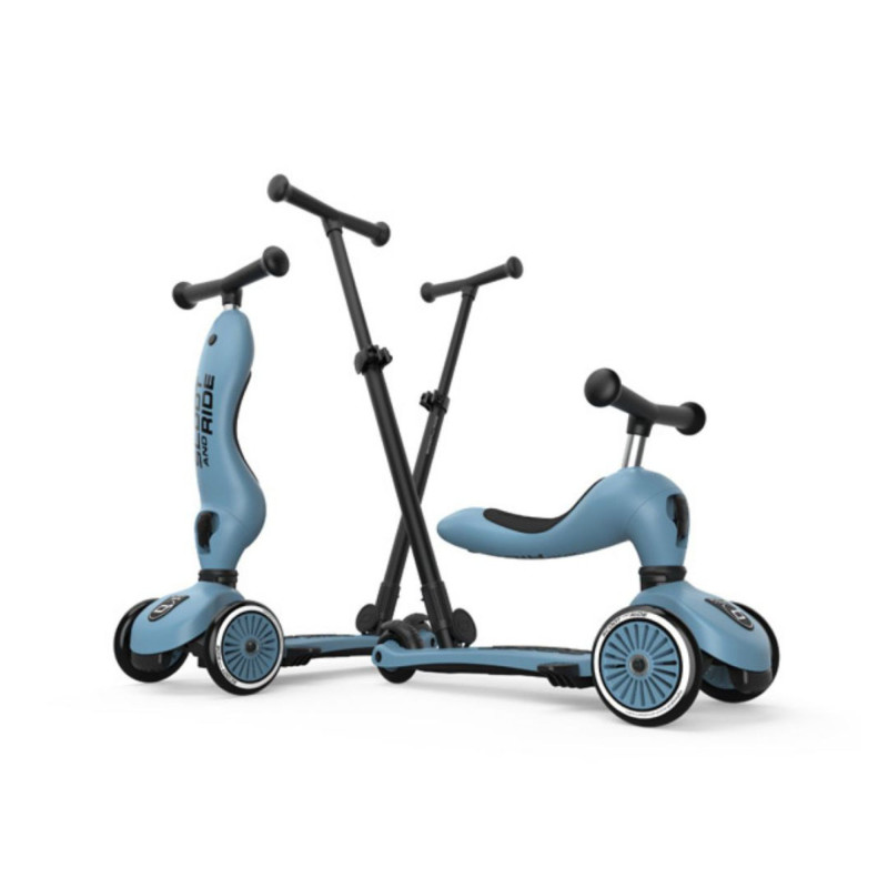 Trottinette évolutive 1 - 5 ans Highway Kick 1 SCOOT AND RIDE, bleu acier, avec canne de pousse Push and Go Trottinette évolutive 1 - 5 ans Highway Kick 1 SCOOT AND RIDE, bleu acier, avec canne de pousse Push and Go