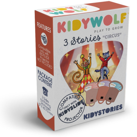 Recharge de 3 histoires Kidystories Cirque pour lampe à histoires Kidyslide KIDYWOLF