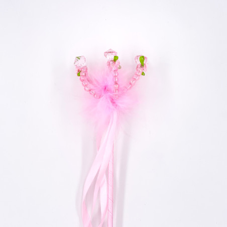 Baguette magique Perles et satin rose LABAY
