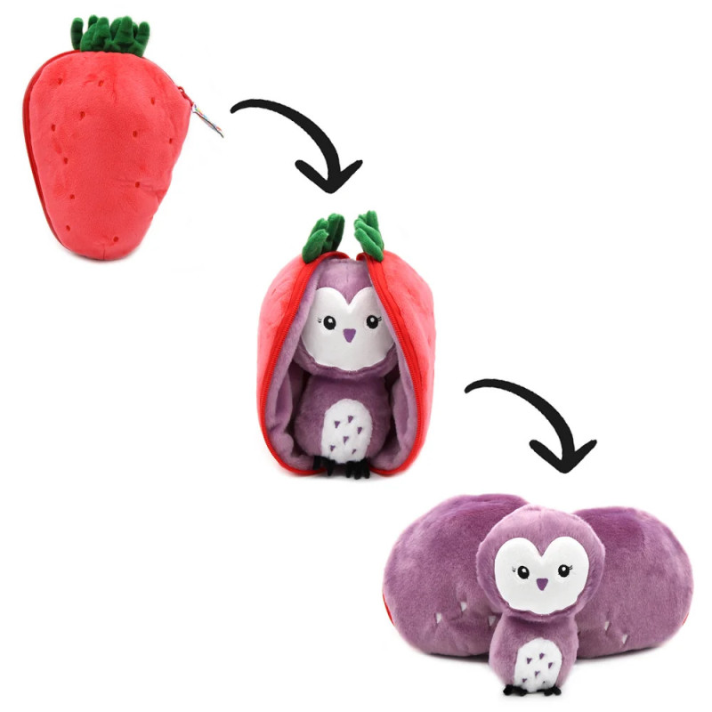 Peluche 2 en 1 Fraise Violet la Chouette Flipetz LES DEGLINGOS Peluche 2 en 1 Fraise Violet la Chouette Flipetz LES DEGLINGOS