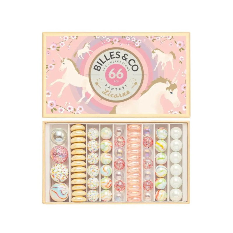 Grand coffret de billes et calots BILLES AND CO, Licornes Grand coffret de billes et calots BILLES AND CO, Licornes
