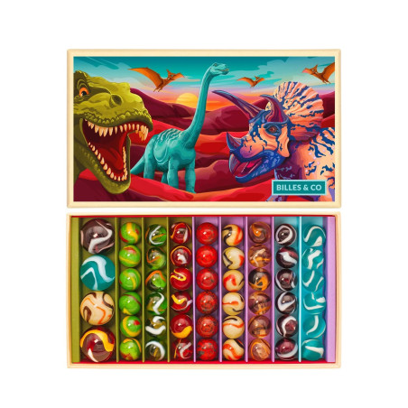Grand coffret de billes et calots BILLES AND CO, Dinosaures