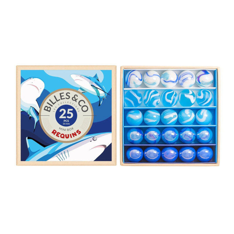 Coffret de 25 Billes BILLES AND CO, Requins Coffret de 25 Billes BILLES AND CO, Requins