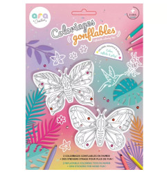 Lot de 2 coloriages à gonfler ARA CREATIVE, Papillons