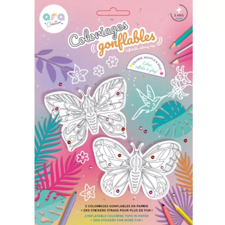 Lot de 2 coloriages à gonfler ARA CREATIVE, Papillons