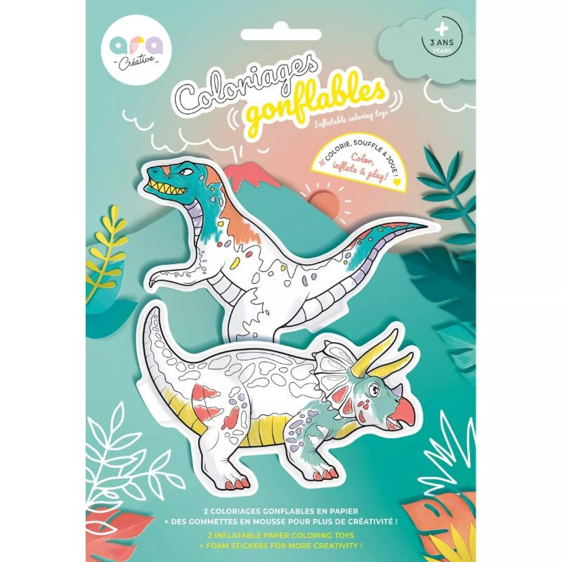 Lot de 2 coloriages à gonfler ARA CREATIVE, Dinosaures