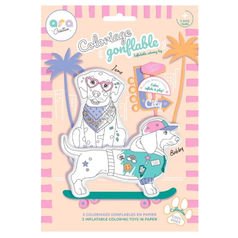 Lot de 2 coloriages à gonfler ARA CREATIVE, Cool Dogs