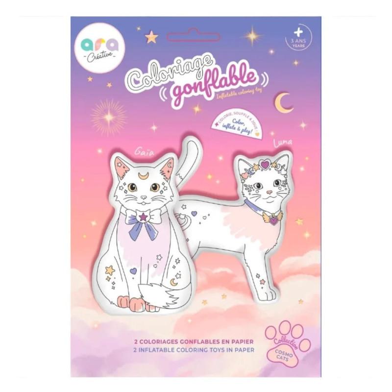 Lot de 2 coloriages à gonfler ARA CREATIVE, Cosmo Cats Lot de 2 coloriages à gonfler ARA CREATIVE, Cosmo Cats