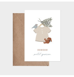 Carte Blouse Suspendue Garçon et son enveloppe kraft ATELIER ORANGER