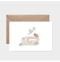 Carte Sur Mon Berceau Rose et son enveloppe kraft ATELIER ORANGER