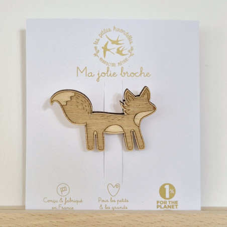 Broche en bois Renard LES PETITES HIRONDELLES