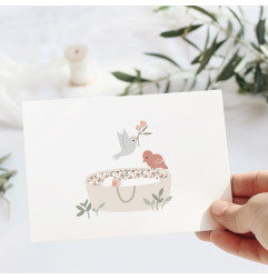 Carte Sur Mon Berceau Rose et son enveloppe kraft ATELIER ORANGER