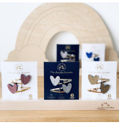 Barrettes Coeurs LES PETITES HIRONDELLES, argentées