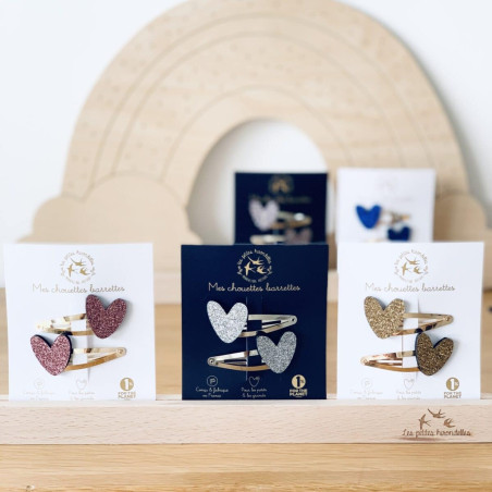 Barrettes Coeurs LES PETITES HIRONDELLES, argentées
