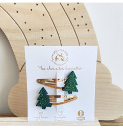 Barrettes Sapin LES PETITES HIRONDELLES, vertes