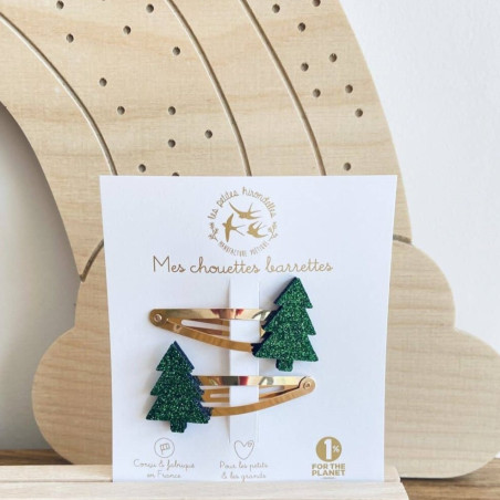 Barrettes Sapin LES PETITES HIRONDELLES, vertes