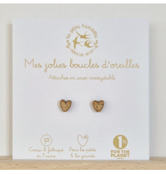 Boucles d'oreilles bois Coeurs LES PETITES HIRONDELLES