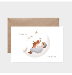 Carte T'Aimer Juqu'à la Lune et son enveloppe kraft ATELIER ORANGER