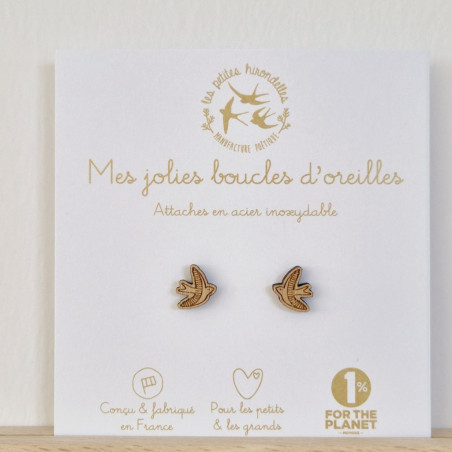 Boucles d'oreilles bois Hirondelles LES PETITES HIRONDELLES