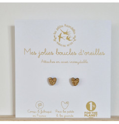 Boucles d'oreilles Coeurs LES PETITES HIRONDELLES, dorées