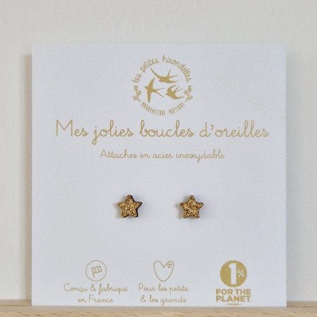 Boucles d'oreilles Etoiles LES PETITES HIRONDELLES, dorées