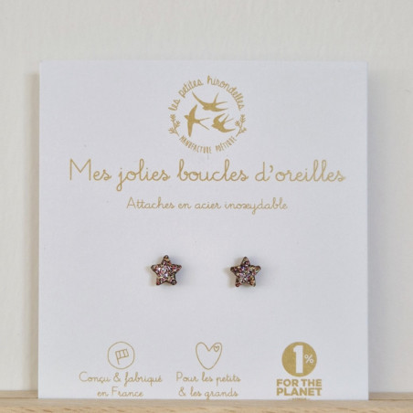 Boucles d'oreilles Etoiles LES PETITES HIRONDELLES, roses