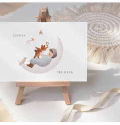 Carte T'Aimer Juqu'à la Lune et son enveloppe kraft ATELIER ORANGER