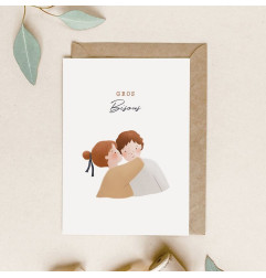 Carte Gros Bisous et son enveloppe kraft ATELIER ORANGER
