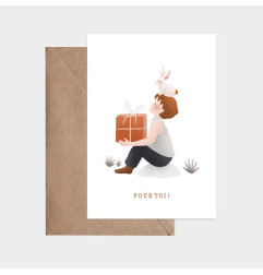 Carte Anniversaire Un Cadeau pour Toi et son enveloppe kraft ATELIER ORANGER