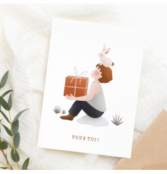 Carte Anniversaire Un Cadeau pour Toi et son enveloppe kraft ATELIER ORANGER