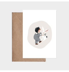 Carte Sleepy Baby Bleu et son enveloppe kraft ATELIER ORANGER