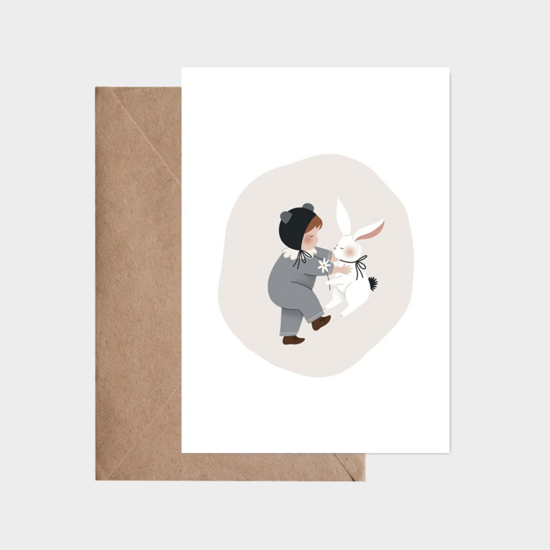 Carte Sleepy Baby Bleu et son enveloppe kraft ATELIER ORANGER