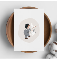 Carte Sleepy Baby Bleu et son enveloppe kraft ATELIER ORANGER