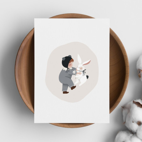 Carte Sleepy Baby Bleu et son enveloppe kraft ATELIER ORANGER