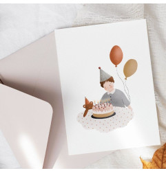 Carte C'est Mon Anniversaire Garçon et son enveloppe kraft ATELIER ORANGER