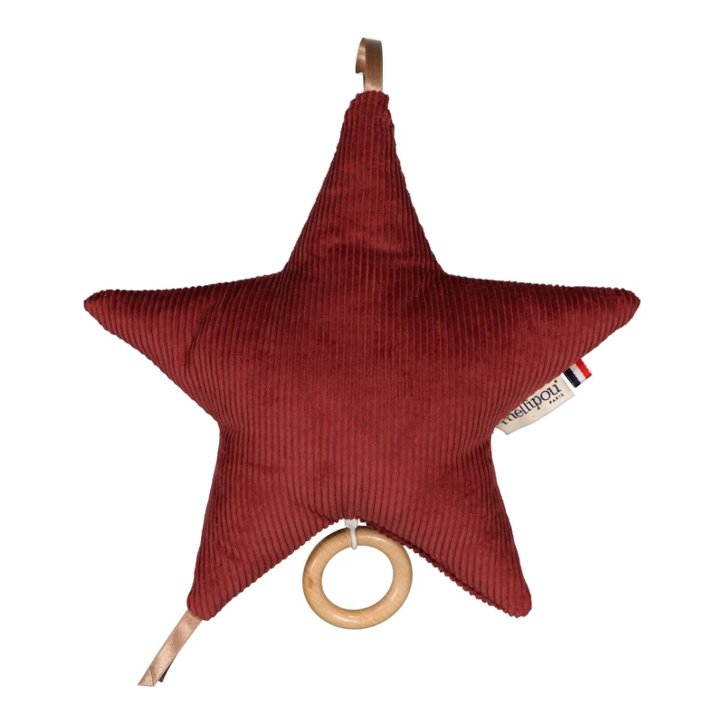 Coussin Etoile musicale Wilde MELLIPOU, musique La Boum, velours bordeaux