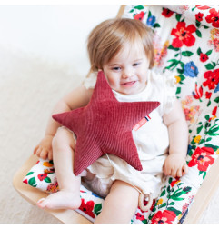 Coussin Etoile musicale Wilde MELLIPOU, musique La Boum, velours bordeaux